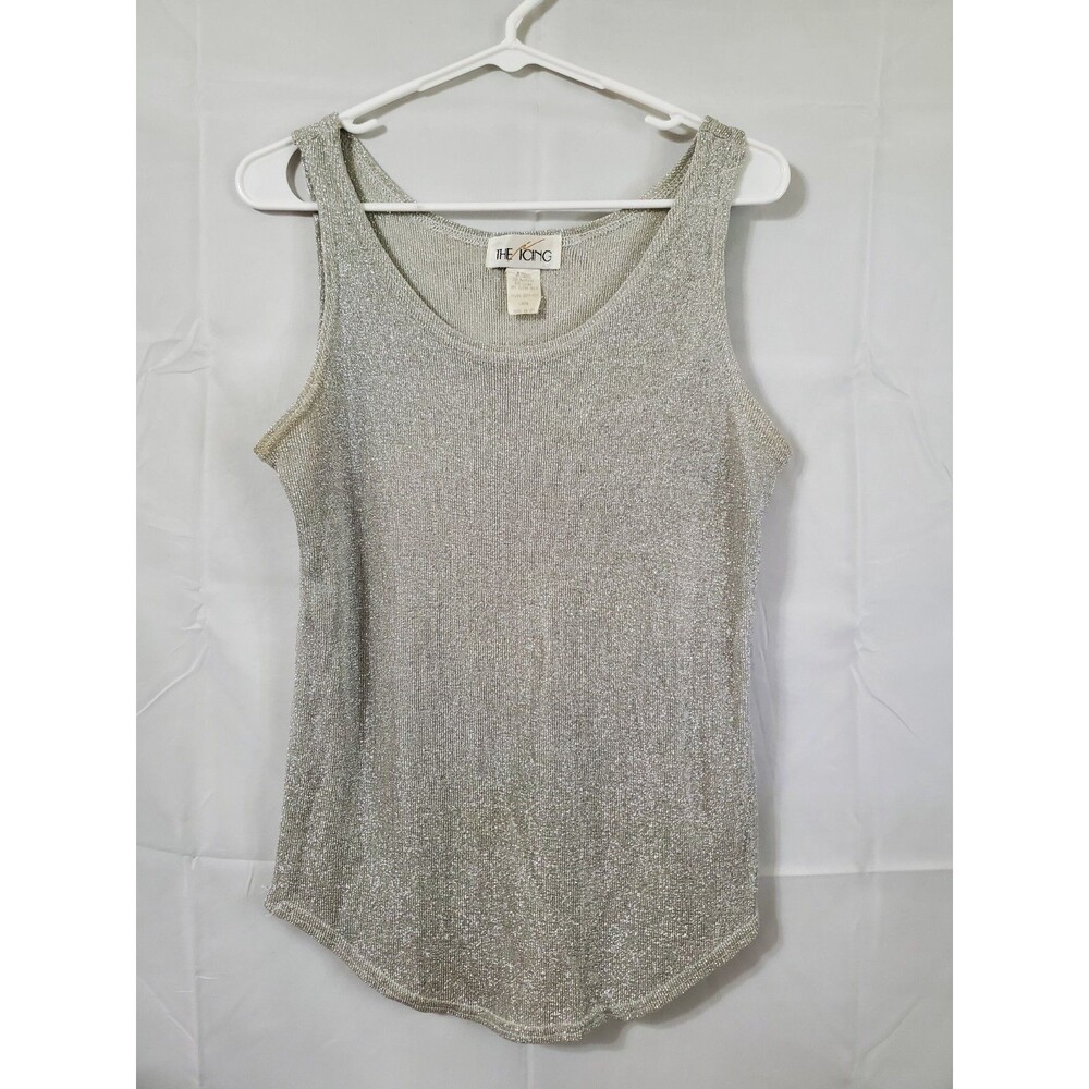 Vintage The Icing 90s Cami Tank Blouse Top Rayon Gold Shimmer Knit Large USA